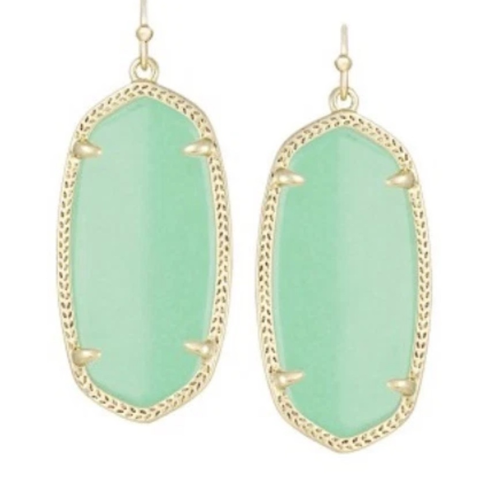 Kendra Scott Elle Chalcedony Green Gold Small Drop Earrings